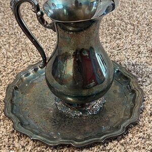 Sheffield silver plated platter and pitcher set